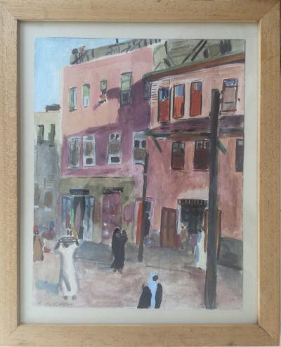 Raoul DU GARDIER - Belebte Straße in Kairo, um 1925 - Signierte Gouache 2