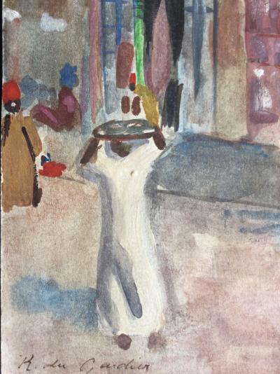 Raoul DU GARDIER - Belebte Straße in Kairo, um 1925 - Signierte Gouache 2
