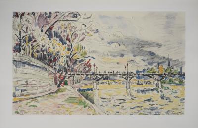 Paul Signac - Paris : La Passerelle des Arts vue des Quais de la Seine - Lithographie, signée 2