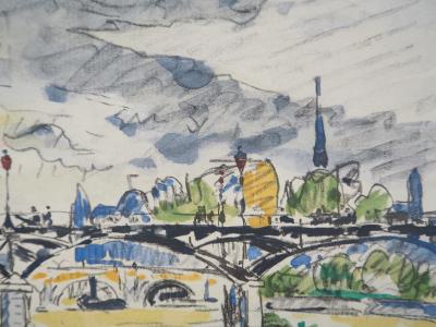Paul Signac - Paris : La Passerelle des Arts vue des Quais de la Seine - Lithographie, signée 2