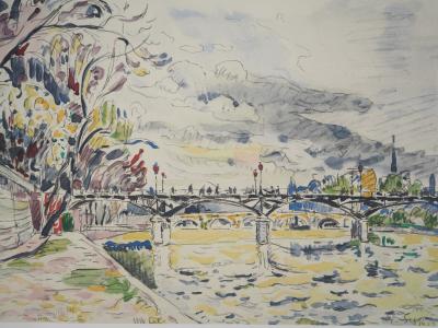 Paul Signac - Paris : La Passerelle des Arts vue des Quais de la Seine - Lithographie, signée 2