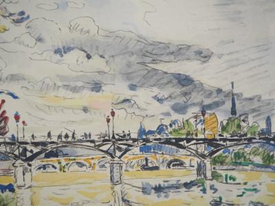 Paul Signac - Paris : La Passerelle des Arts vue des Quais de la Seine - Lithographie, signée 2