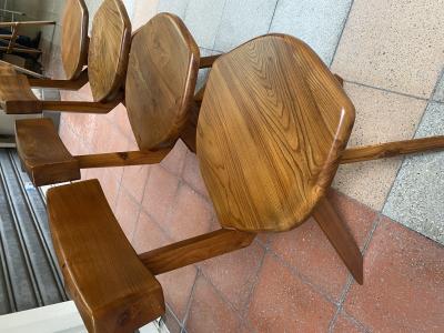 4 Chaises S34A en orme - Pierre Chapo 2