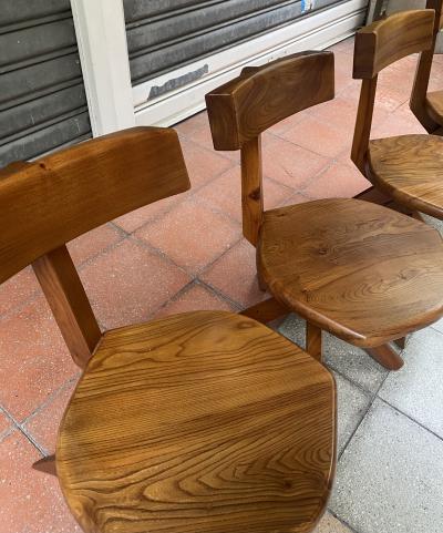 4 Chaises S34A en orme - Pierre Chapo 2