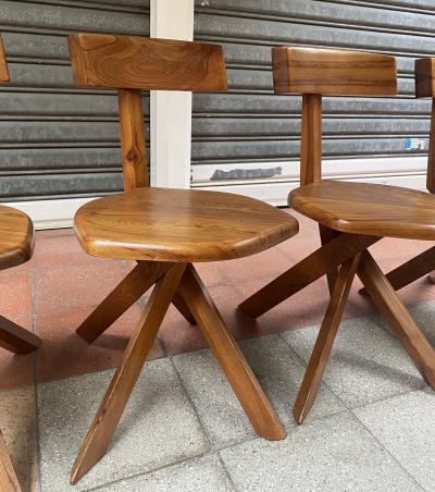 4 Chaises S34A en orme - Pierre Chapo 2