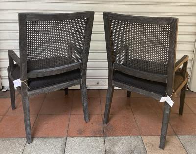 Paire de fauteuils Eva - Blanc d’Ivoire Couleur anthracite Bois - tissus - cannage 2