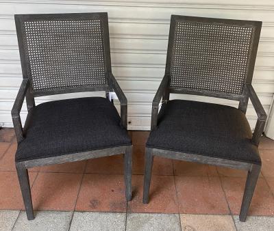 Paire de fauteuils Eva - Blanc d’Ivoire Couleur anthracite Bois - tissus - cannage 2