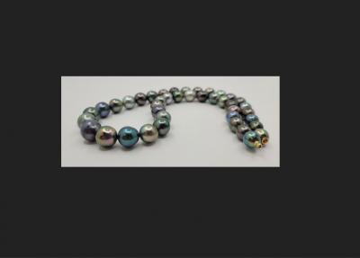 Exceptionnel collier de 41 grosses perles naturelles de Tahiti multicolores de 8,5 à 12 mm, 2
