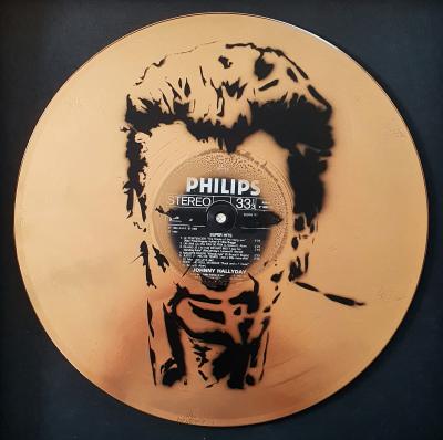 PyB -  JOHNNY HALLYDAY , 2022 - Technique mixte sur vinyle 2