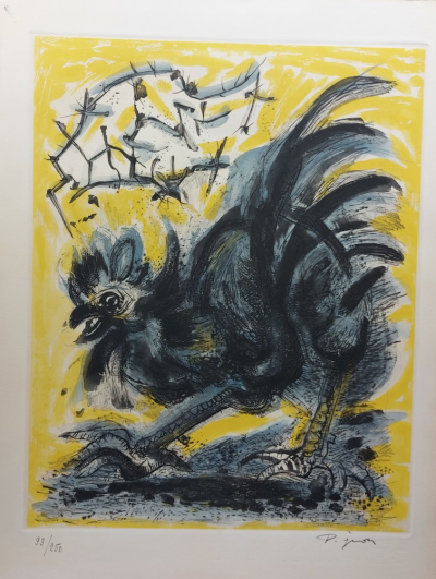 Edouard Pignon (1905-1993) - Le Coq, eau-forte, (1958) - Gravure originale en couleurs signée au crayon 2