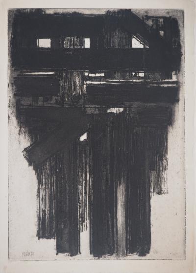 Pierre Soulages: Acquaforte III, Acquaforte originale, firmata - 1956