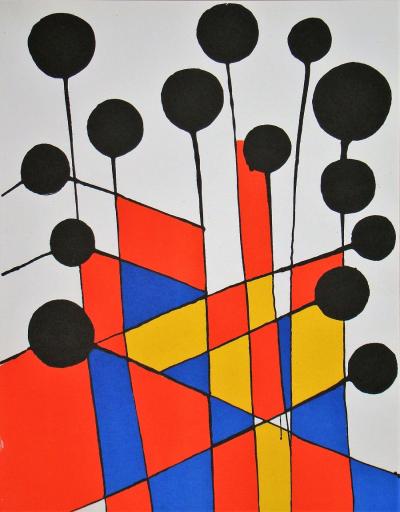 Alexander CALDER - Mosaïque et ballons noirs, 1971 - Lithographie originale