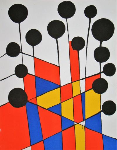 Alexander CALDER - Mosaïque et ballons noirs, 1971 - Lithographie originale 2