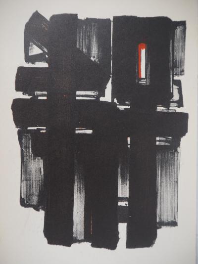 Pierre SOULAGES - Lithographie 2, 1957 - Lithographie et pochoir 2