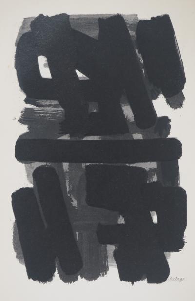 Pierre SOULAGES - Gouache 6, 1957 - Lithographie et pochoir signé 2
