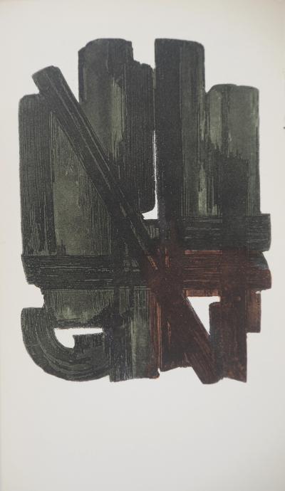 Pierre SOULAGES - Eau Forte VIII, 1957 - Lithographie et pochoir