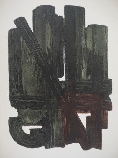 Pierre SOULAGES - Eau Forte VIII, 1957 - Lithographie et pochoir 2