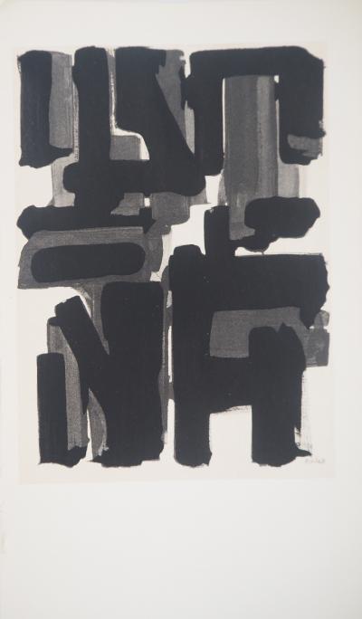 Pierre SOULAGES - Gouache 9, 1957 - Lithographie et pochoir signé 2