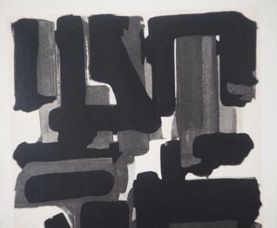Pierre SOULAGES - Gouache 9, 1957 - Lithographie et pochoir signé 2