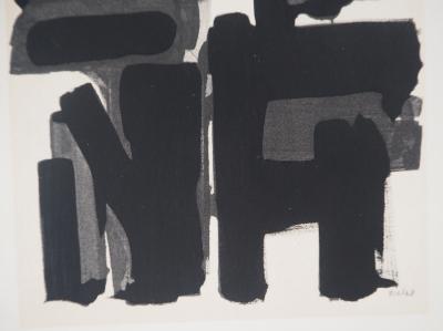 Pierre SOULAGES - Gouache 9, 1957 - Lithographie et pochoir signé 2
