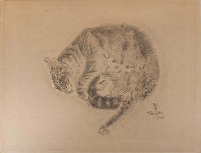 Léonard Tsuguharu FOUJITA - Chat endormi, 1930 - Gravure, Signée 2