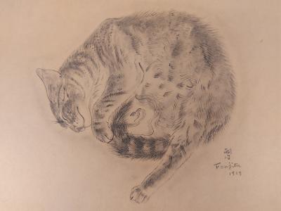 Léonard Tsuguharu FOUJITA - Chat endormi, 1930 - Gravure, Signée 2