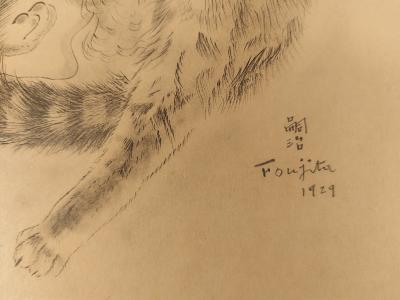 Léonard Tsuguharu FOUJITA - Chat endormi, 1930 - Gravure, Signée 2