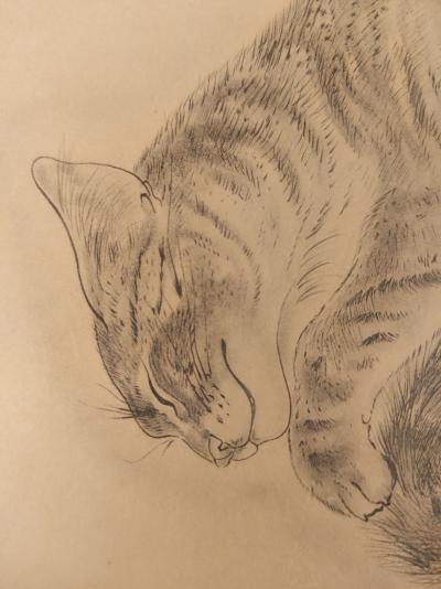 Léonard Tsuguharu FOUJITA - Chat endormi, 1930 - Gravure, Signée 2