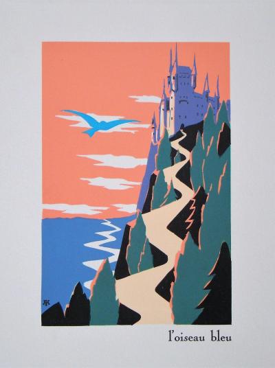 Achille KAS (d’après) - L’oiseau bleu, 1932 - Lithographie monogrammée 2