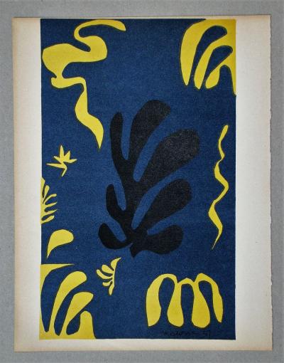 Henri MATISSE (d’après) - Composition fond bleu, 1954 - Lithographie signée et datée 2