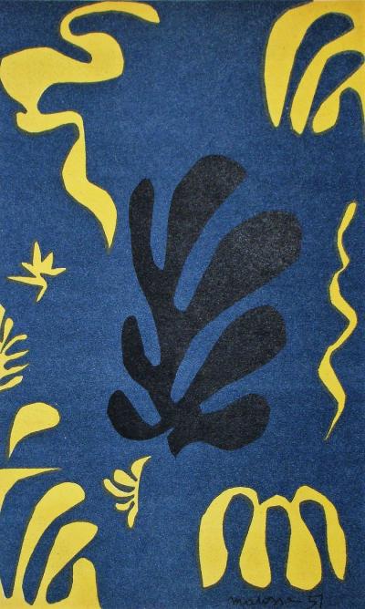 Henri MATISSE (d’après) - Composition fond bleu, 1954 - Lithographie signée et datée 2