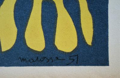 Henri MATISSE (d’après) - Composition fond bleu, 1954 - Lithographie signée et datée 2