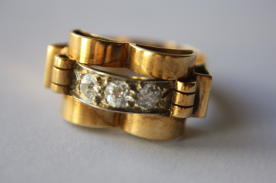 Bague chevalière ancienne, années 1940 2