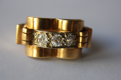 Bague chevalière ancienne, années 1940 2