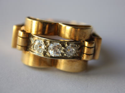 Bague chevalière ancienne, années 1940 2