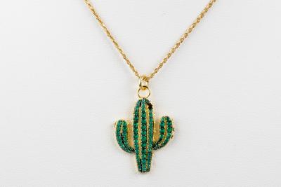 Collier et pendentif cactus en argent 925 2