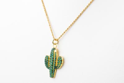 Collier et pendentif cactus en argent 925 2