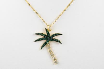 Collier et pendentif palmier en argent 925 2