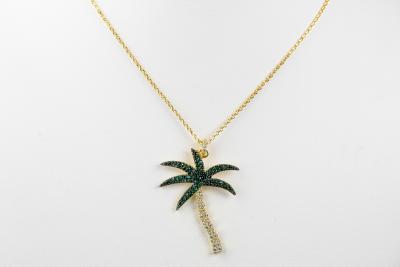 Collier et pendentif palmier en argent 925 2