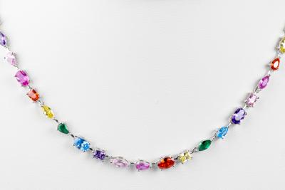 Collier oxydes multicolores en argent 925 2