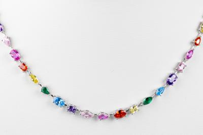 Collier oxydes multicolores en argent 925 2