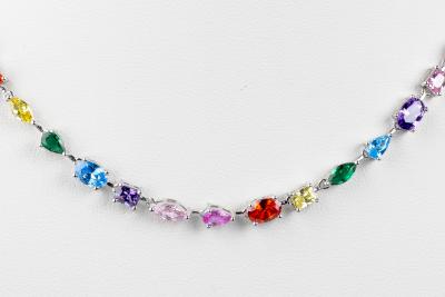 Collier oxydes multicolores en argent 925 2