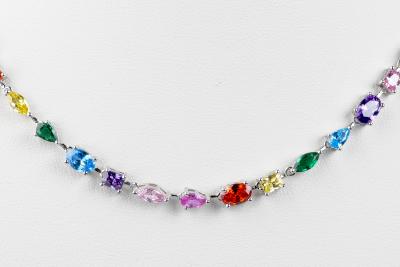 Collier oxydes multicolores en argent 925 2