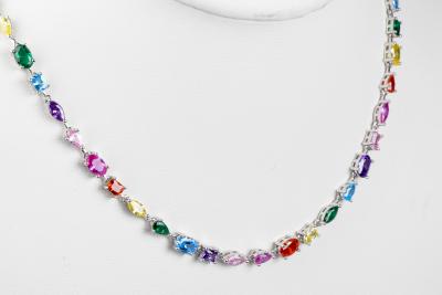 Collier oxydes multicolores en argent 925 2