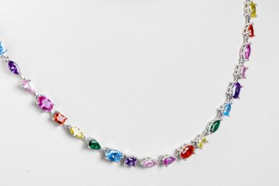 Collier oxydes multicolores en argent 925 2