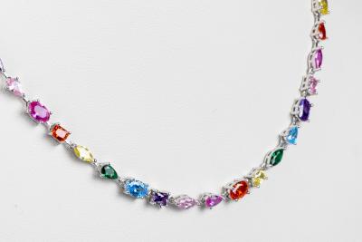 Collier oxydes multicolores en argent 925 2