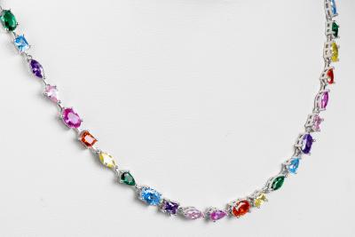 Collier oxydes multicolores en argent 925 2