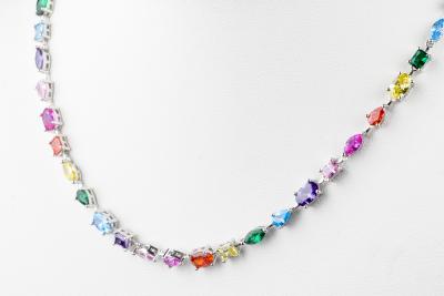 Collier oxydes multicolores en argent 925 2