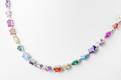 Collier oxydes multicolores en argent 925 2