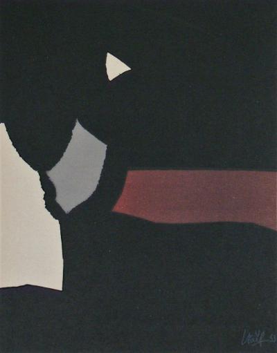Nicolas DE STAËL (d’après) - Composition fond noir, 1958 - Lithographe signée et datée